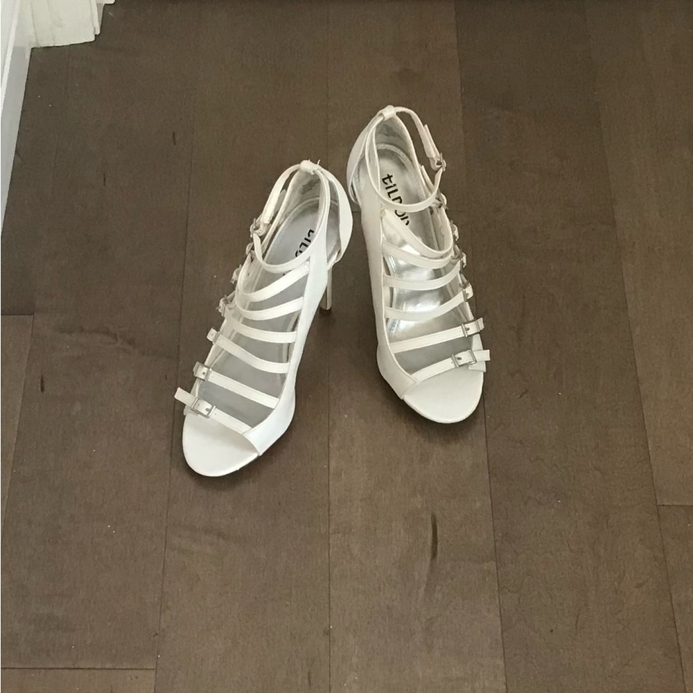 Tildon Elegant White Strappy Heels size 9